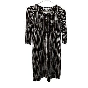 Diane von Furstenberg Sadie Bamboo Tunic 100% Silk Dress Brown/White Size 2